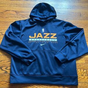Nike Dri-fit Utah Jazz Basketball Hoodie Sweatshirt Navy Blue Mens Sz Medium NBA